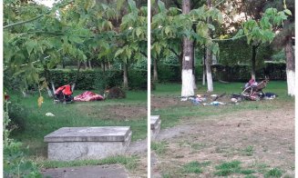 Imagine dezolantă într-un părculeț din cel mai verde cartier al Clujului: "Poliția trece zilnic, dar mizeria rămâne"