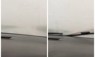 Imagini de coșmar pentru orice șofer: furtuna puternică de duminică, filmată pe autostradă în Cluj