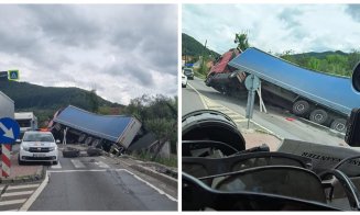 Accident GRAV pe drumul Cluj-Oradea. Un TIR s-a răsturnat și a blocat traficul