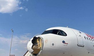 Imagini terifiante cu avarii uriașe în partea din față a unui Airbus, lovit de o pasăre după decolare