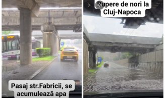 Ploaie torențială în Cluj-Napoca! Traficul a fost grav afectat după o rupere de nori