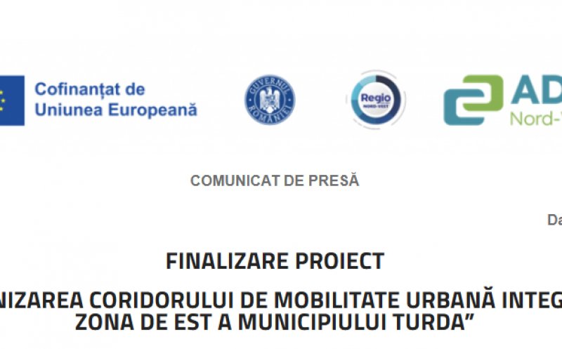 Finalizare proiect ”Modernizarea coridorului de mobilitate urbană integrată în zona de est a municipiului Turda”