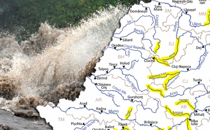 Clujul, sub Cod Galben de avertizare hidrologică de duminică până luni / Precipitații, torenţi, viituri și posibile inundaţii