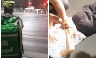 Scene revoltătoare! Un tânăr a bătut un livrator străin și i-a strigat să se întoarcă în țara lui. Agresorul a fost imobilizat