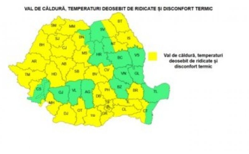 COD GALBEN de caniculă la Cluj, la început de septembrie