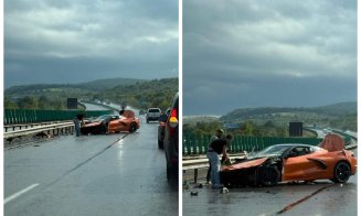 Accident cu pagube uriașe pe A3, în Cluj: două mașini de lux au fost făcute PRAF