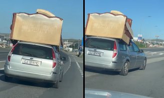 Cu canapeaua, echilibristică pe șoselele Clujului: ”Nu cred așa ceva!!!”