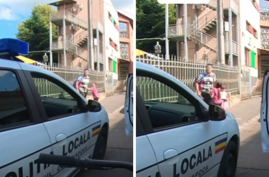 Scandal lângă o școală din Cluj-Napoca: un părinte s-a certat cu polițiștii locali chiar de față cu copilul său, care plângea. „Meritați un pumn în gură"