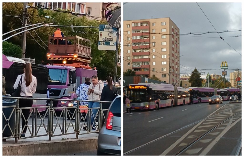 Circulația troleibuzelor a fost blocată în Mănăștur din cauza unei defecțiuni electrice