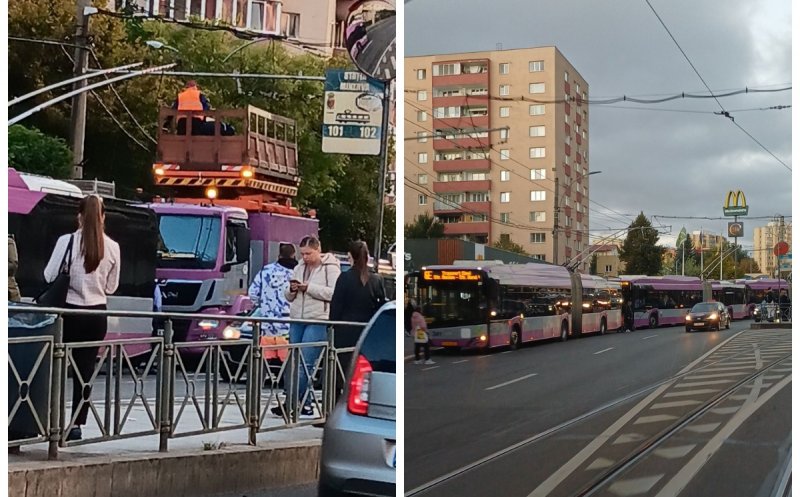 Circulația troleibuzelor a fost blocată în Mănăștur din cauza unei defecțiuni electrice