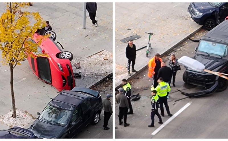Accident spectaculos în Cluj: o mașină a fost proiectată pe trotuar după o coliziune puternică