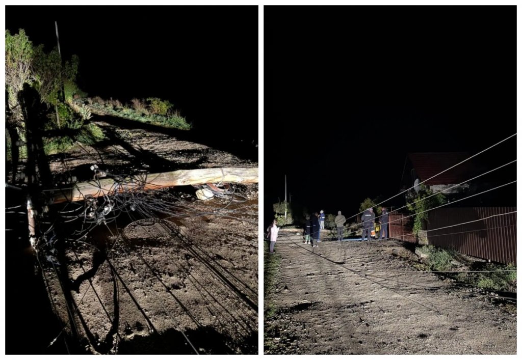 Scene ireale într-o comună din Cluj! Un bărbat a tăiat un stâlp de curent și a lăsat o stradă întreagă în beznă. Ce a urmat