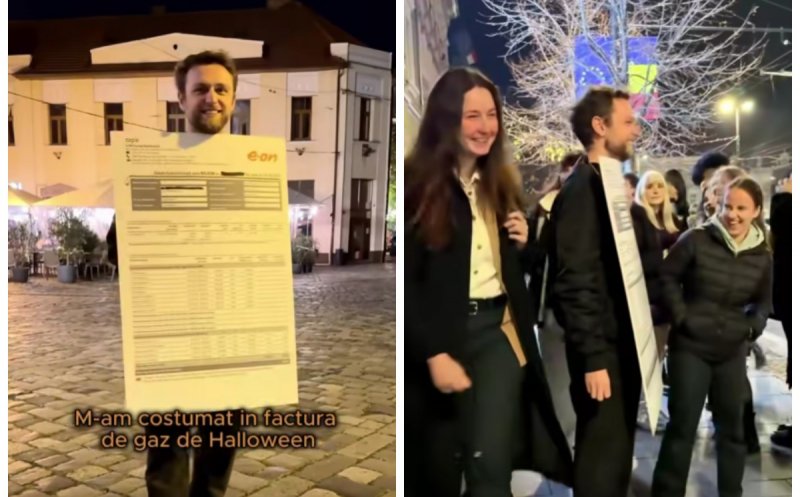 Un tânăr din Cluj s-a costumat în cel mai "înfricoșător" costum de Halloween… factura de gaz. Cum au reacționat trecătorii
