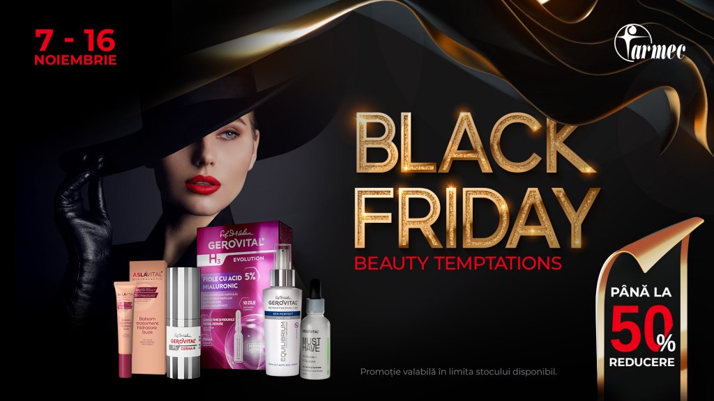 Strălucește de Black Friday: Farmec lansează super oferte, pe farmec.ro și în magazinele Gerovital