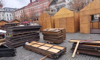 Au început pregătirile pentru Târgul de Crăciun din centrul Clujului. Când are loc marea deschidere