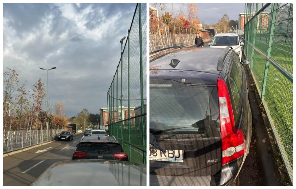 „Hai să nu mai fim handilăi!". Clujean revoltat după ce a văzut o mămică împingând căruciorul pe carosabil, pentru că nu avea loc pe trotuar