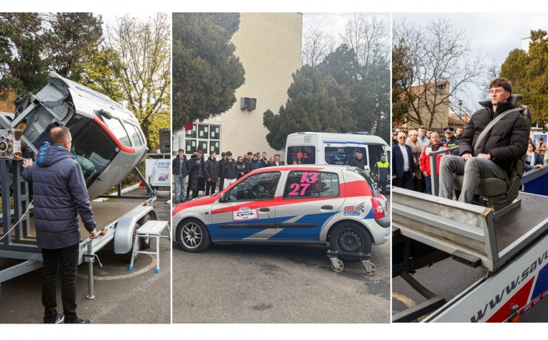 CARS în curtea școlii! Elevii de la Transporturi au simulat accidente, răsturnări și derapaje pentru a învăța să fie responsabili la volan