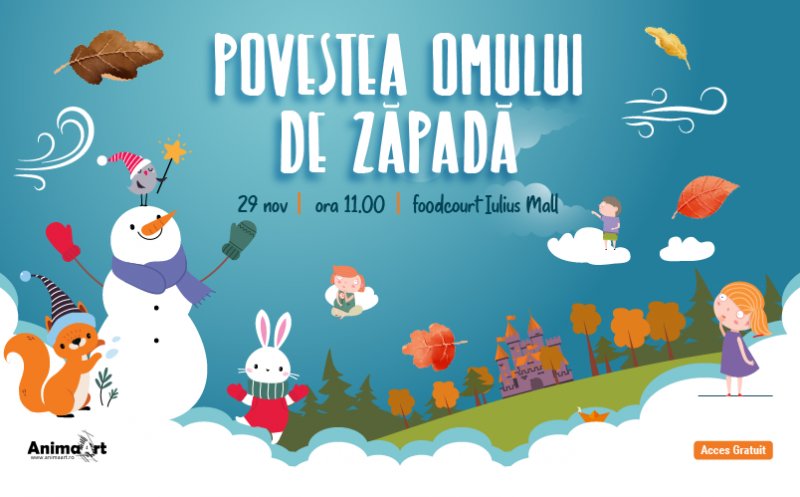 Teatrul de Păpuși aduce pe scena din Iulius Mall „Povestea omului de zăpadă”