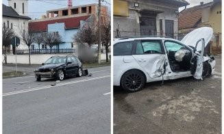 Accident rutier grav în Cluj-Napoca: minor blocat într-o mașină. Pompierii au intervenit de urgență