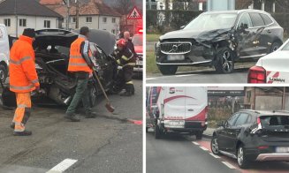 Accident între mai multe mașini pe un drum din Cluj. Traficul a fost îngreunat