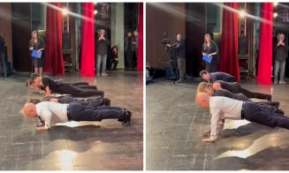 Moment inedit la Gala de excelență „Zece pentru Cluj”. Primarul Emil Boc s-a întrecut în flotări cu tineri sportivi de performanță