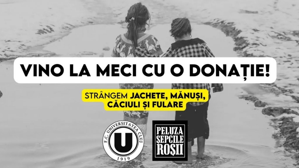 "U" Cluj, U-BT și Peluza "Șepcile roșii", acțiune specială de Crăciun