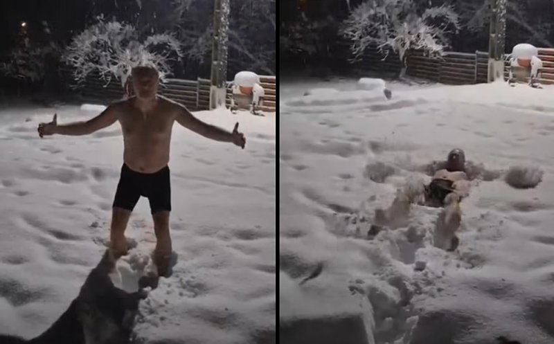 Fostul șef al ANAF a publicat imagini video în care arată cum se „scaldă” în chiloți în zăpadă