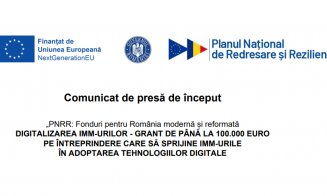 Comunicat de presă de început - PNRR: Fonduri pentru România modernă și reformată - Digitalizarea firmei BITYES SRL prin achizitionarea de active corporale si necorporale