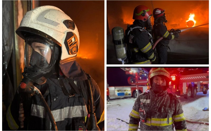 Imagini din prima linie: Intervenție-maraton de 13 ore a pompierilor clujeni la incendiul devastator din Iclod