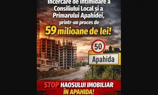 Un dezvoltator imobiliar al cărui PUZ a fost respins de CL Apahida, a lansat o acțiune de INTIMIDARE. Pretinde daune de 12 milioane de euro