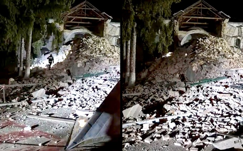 O biserică aflată în renovare, monument istoric de grupă A, s-a prăbușit pe trotuar și pe carosabil. A rănit și o persoană