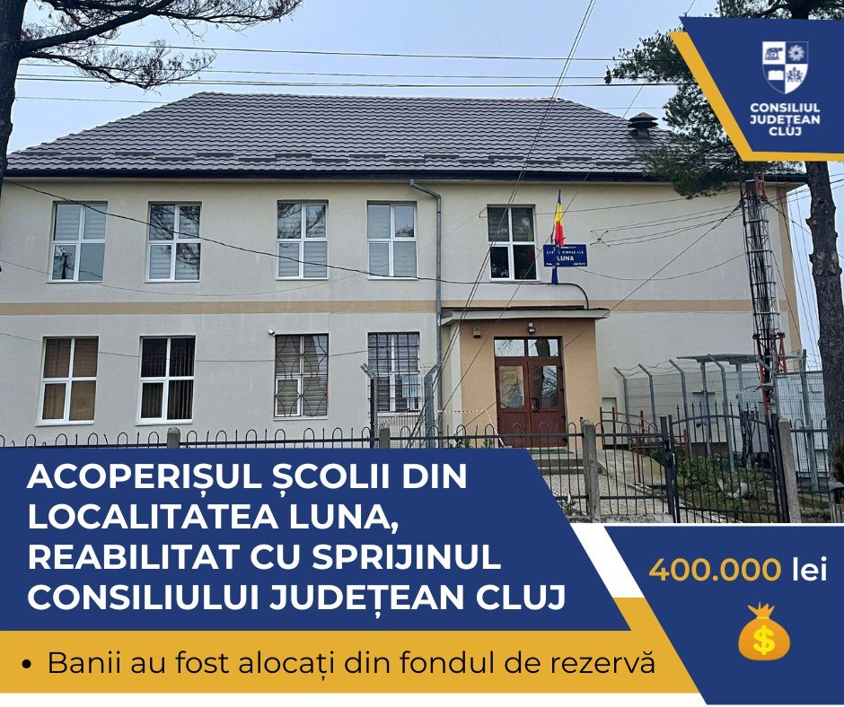 Condiții mai bune pentru sute de elevi clujeni. Investiție realizată din fondul de rezervă al județului