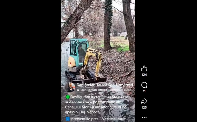 Lucrări de ecologizare și colmatare pe tronsoane ale Canalului Morii și ale altor cursuri de apă din Cluj-Napoca