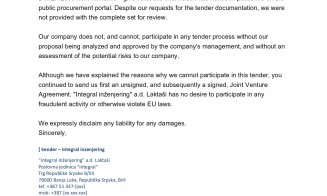 Dovada Integral că a refuzat să se asocieze cu românii de la Dimex pentru Centura Metropolitană