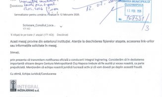 Centura Metropolitană! Integral le-a transmis o scrisoare consilierilor locali. Solicită ca documentul să fie citit public în ședința de luni