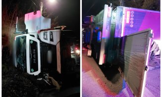 Accident grav în Cluj: Un TIR s-a răsturnat