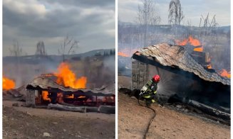 Flăcări scăpate de sub control în Cluj: atelier făcut scrum. Intervenție extrem de dificilă a pompierilor