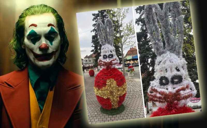 Șoc într-un oraș din Transilvania: Ăsta-i iepurașul din "Știu ce ai făcut Paștele trecut" sau din ”Joker”? / ”Vă bateți joc de sărbători”