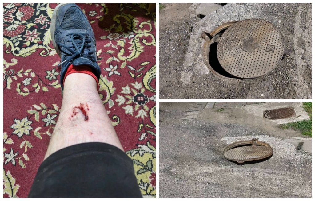 "Capcană" periculoasă pe o stradă din Gilău: un bărbat a ajuns în canalizare după ce capacul s-a desprins