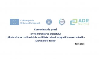 Comunicat de presă: Finalizare proiect ”Modernizarea coridorului de mobilitate urbană integrată în zona centrală a Municipiului Turda”