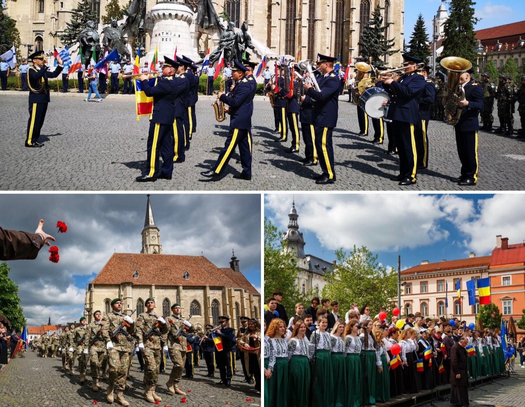 Clujul sărbătorește Ziua Europei: ceremonii militare și expoziție specială în centrul orașului