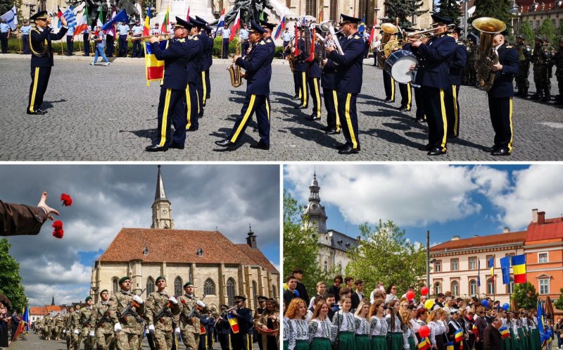 Clujul sărbătorește Ziua Europei: ceremonii militare și expoziție specială în centrul orașului