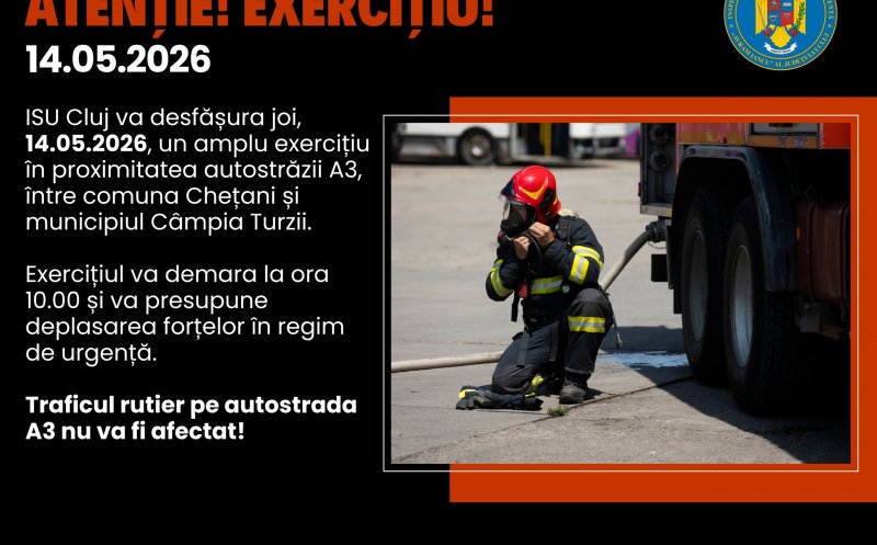 Planul Roșu de Intervenție, activat pe A3 într-un amplu exercițiu ISU Cluj cu victime multiple