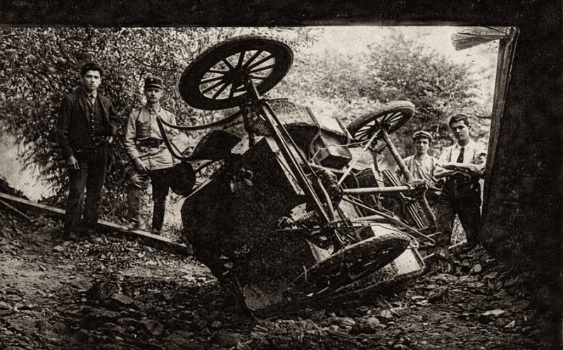 Locul accidentului de mașină al doctorului clujean László Koleszár, anul 1924