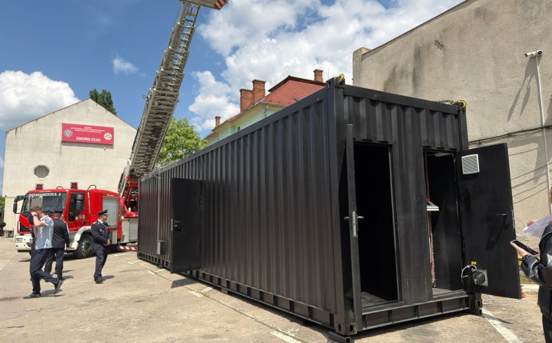 Container de antrenament pentru incendii la Cluj, investiție de peste 1 milion de lei: temperaturile ajung până la 1200°C