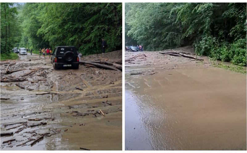 Atenție, șoferi! Drumul Tarnița – Mărișel, blocat de aluviuni în urma ploilor torențiale