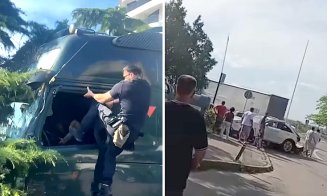 HALUCINANT: Poliția locală a folosit spray lacrimogen și l-a lovit cu picioarele și pe șoferul TIR-ului cu numere de Bihor scăpat de sub control / Șoferul ar fi fost la un pas de comă