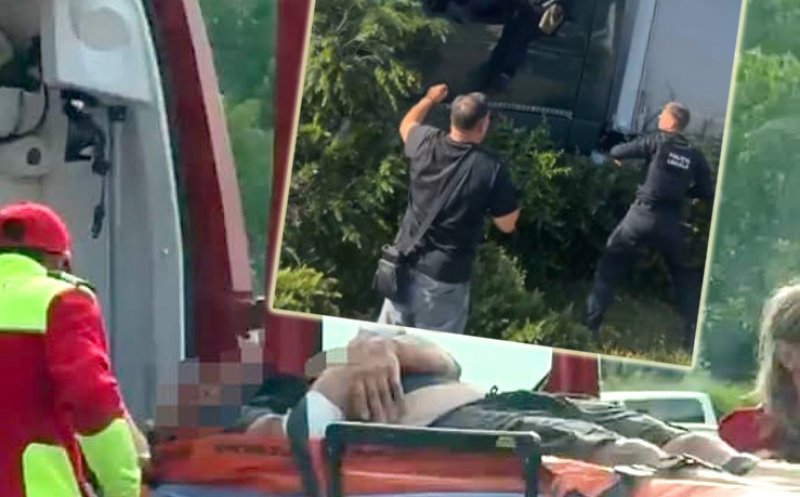 Șoferul de TIR care a lovit 10 mașini și un autobuz, preluat pe targă de SMURD / Șeful de la Locală susține că a fost recalcitrant și de aceea a luat bătaie
