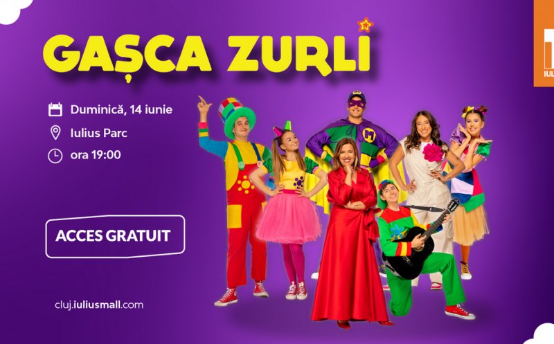 Spectacol gratuit susținut de Gașca Zurli, duminică, la Iulius Mall Cluj