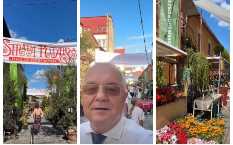 Strada Potaissa se transformă într-o grădină spectaculoasă. Emil Boc îi invită pe clujeni la Piața de Flori Altfel
